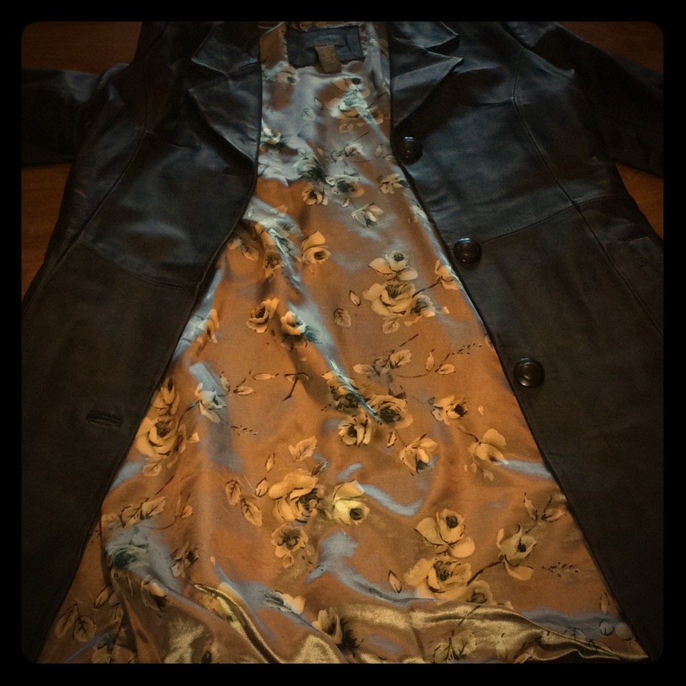 Long black leather jacket